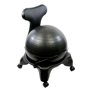 CanDo Plastic Mobile Ball Chair w/ Back - Black (22" Diameter)